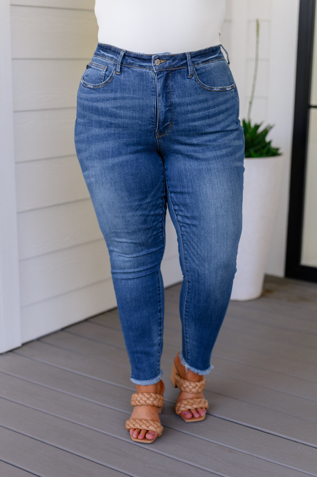 Amy High Rise Control Top Side Slit Skinny Jeans-Denim-mercuryfoodservice Shop for Women & Kids