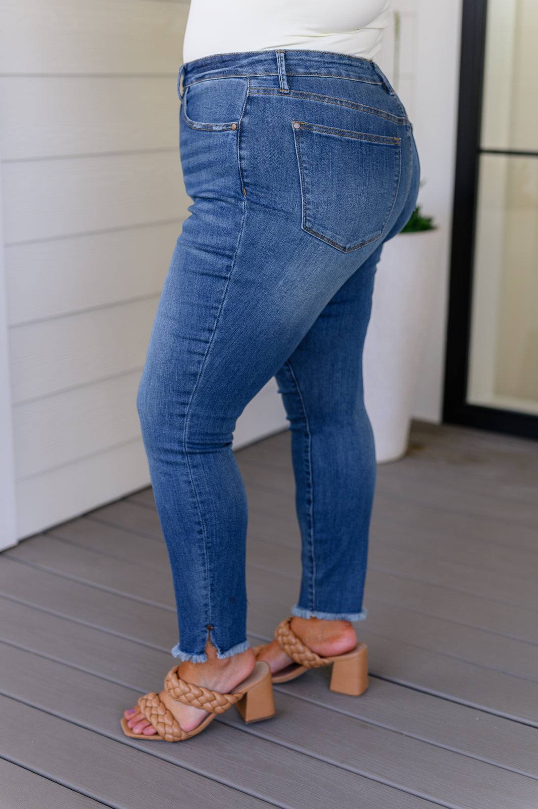 Amy High Rise Control Top Side Slit Skinny Jeans-Denim-mercuryfoodservice Shop for Women & Kids