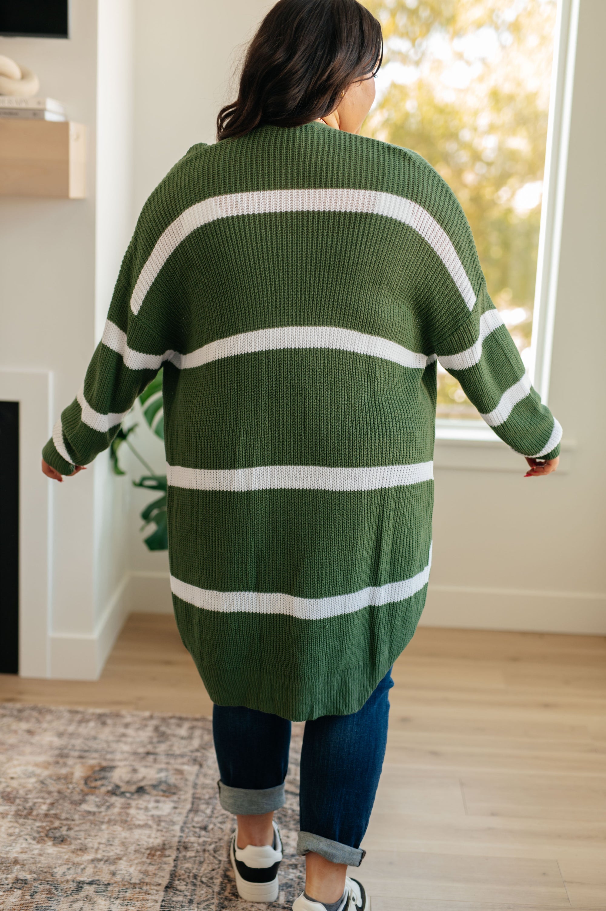 Brighter is Better Striped Cardigan in Green- 11/30/2023-Womens-mercuryfoodservice Shop for Women & Kids