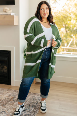 Brighter is Better Striped Cardigan in Green- 11/30/2023-Womens-mercuryfoodservice Shop for Women & Kids