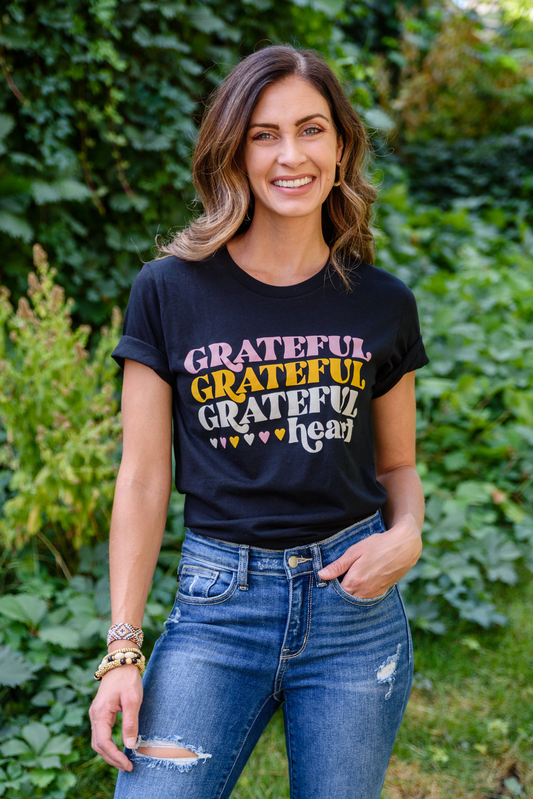 Grateful Heart Graphic T-Shirt In Black-Womens-jsbecigarette Shop for Women & Kids