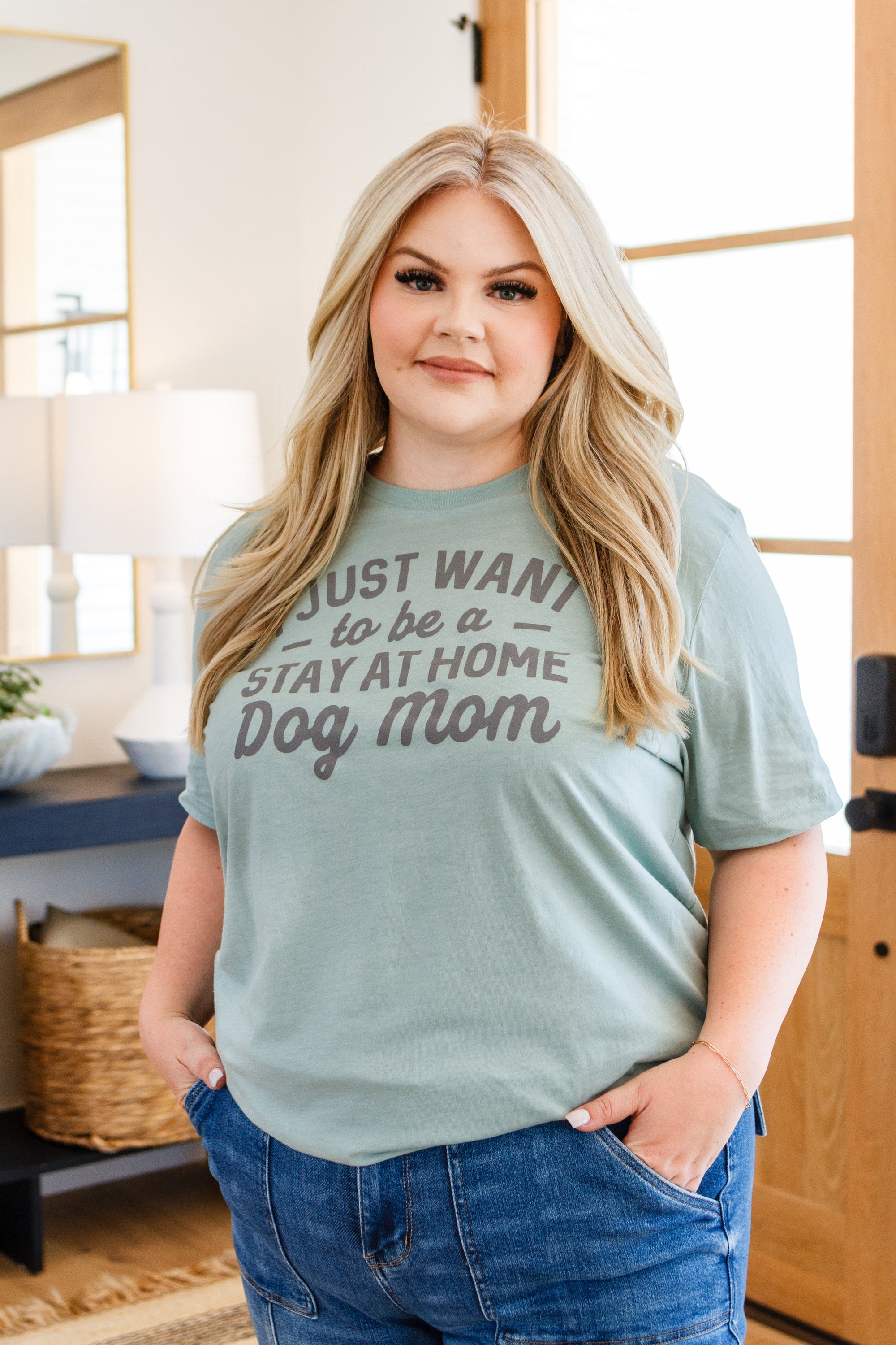 Stay At Home Dog Mom Graphic Tee-Womens-mercuryfoodservice Shop for Women & Kids