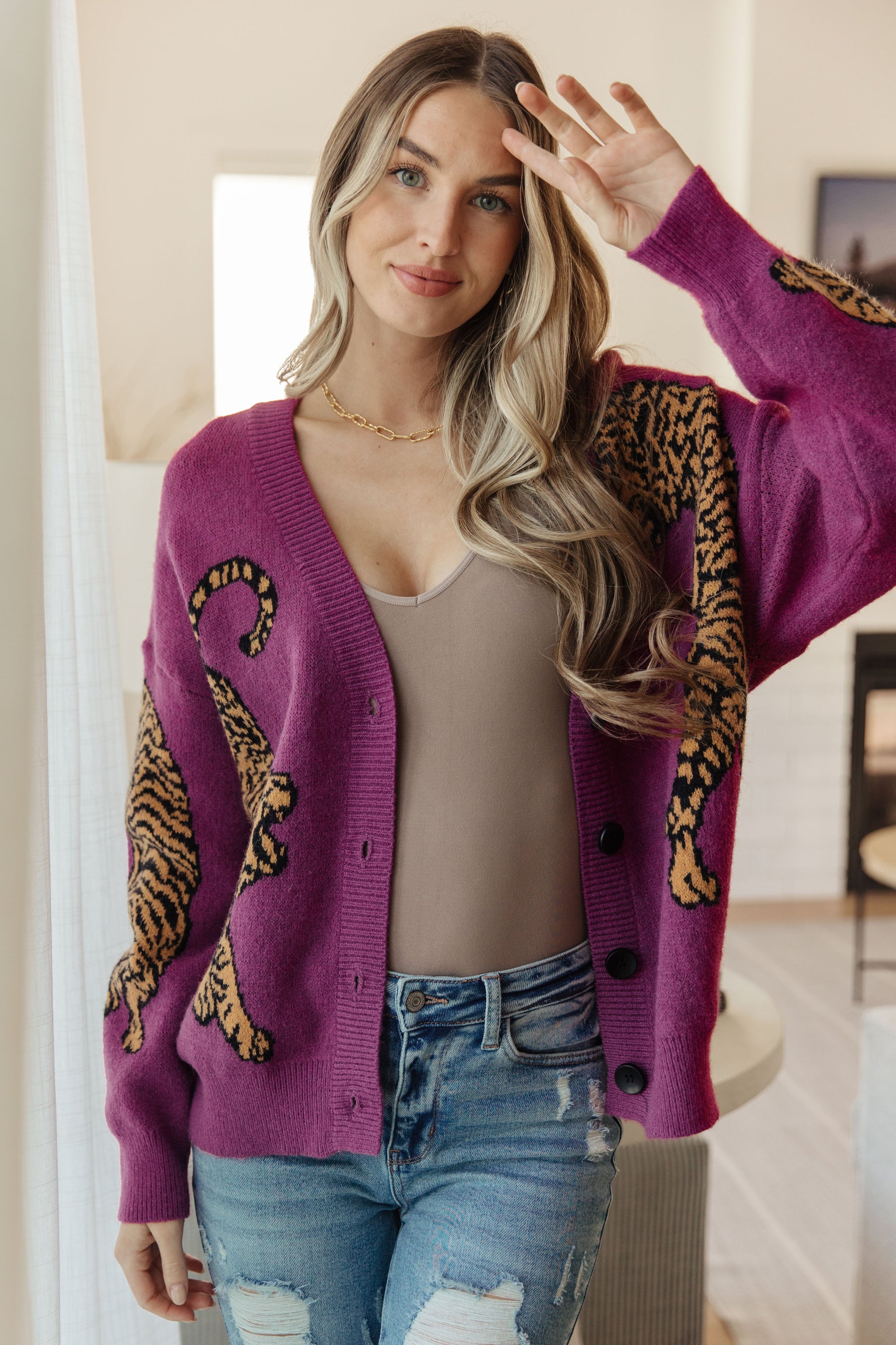 On the Prowl Tiger Cardigan-Womens-mercuryfoodservice Shop for Women & Kids
