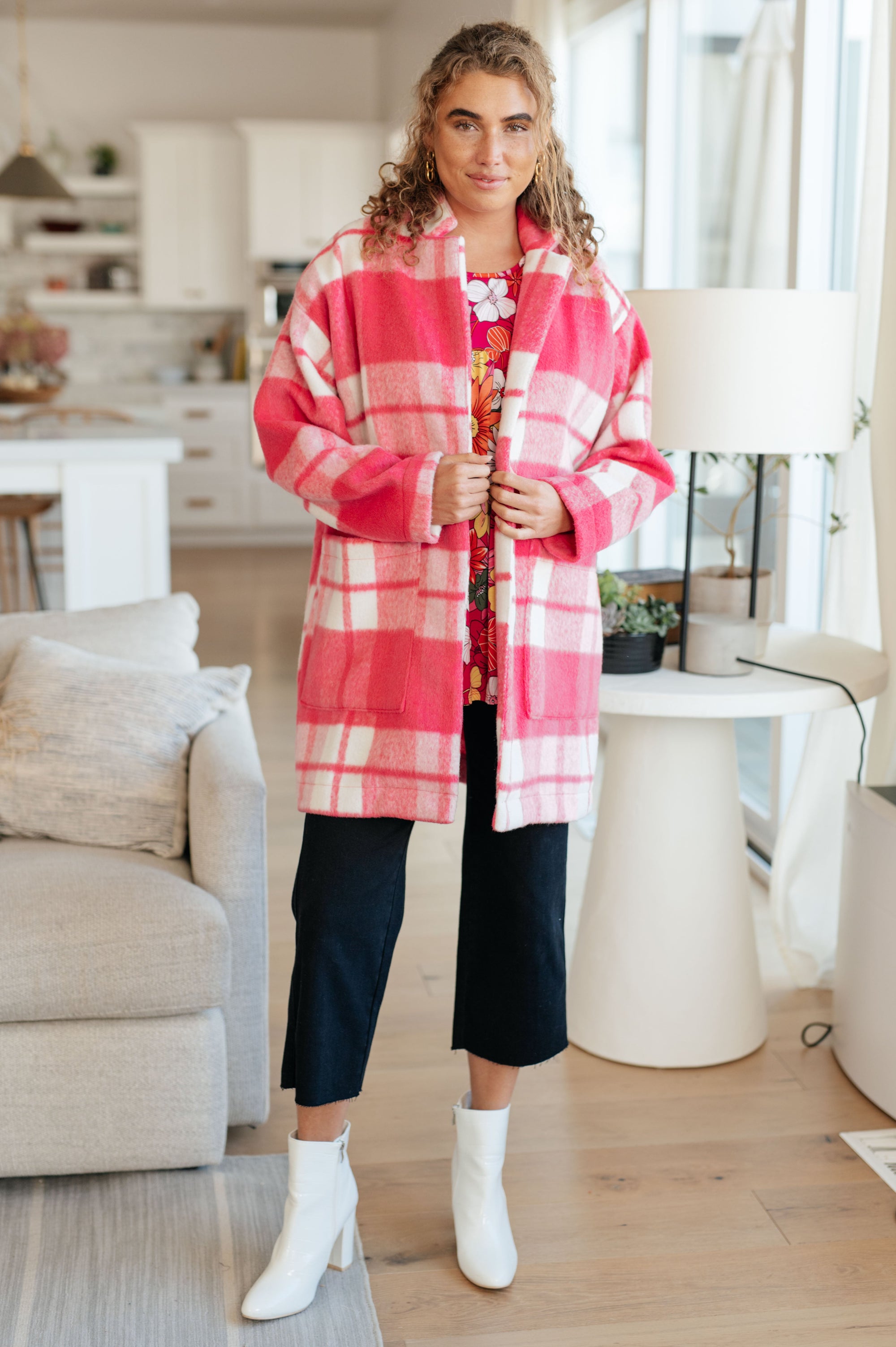 Passion in Plaid Coat in Pink-Womens-mercuryfoodservice Shop for Women & Kids
