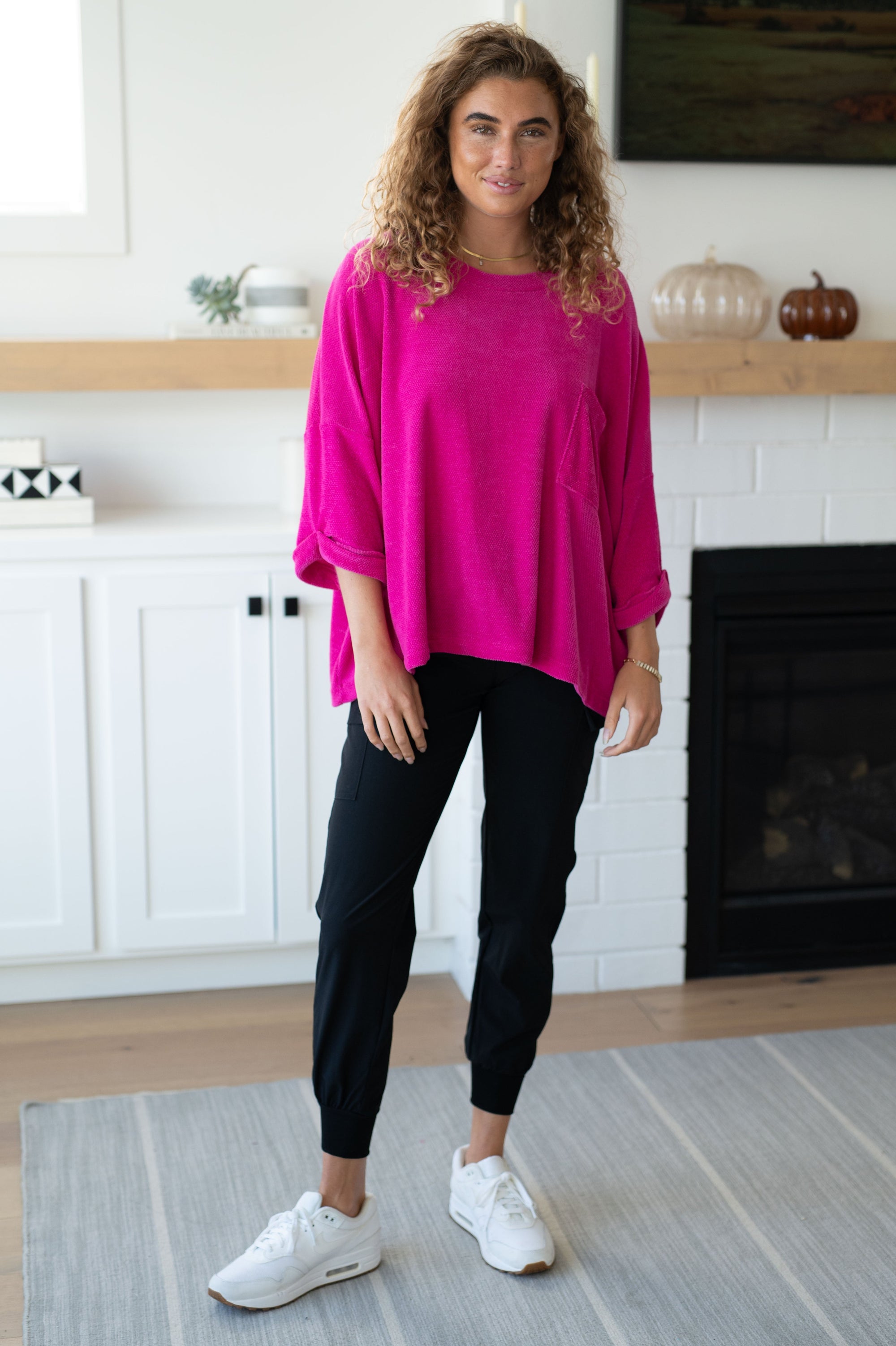 Pink Thoughts Chenille Blouse-Womens-mercuryfoodservice Shop for Women & Kids