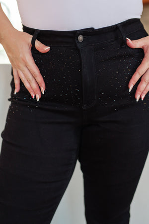 Reese Rhinestone Slim Fit Jeans in Black-Womens-AllyKat Boutique Shop for Women & Kids