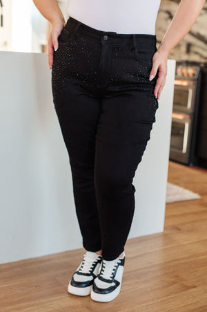 Reese Rhinestone Slim Fit Jeans in Black-Womens-mercuryfoodservice Shop for Women & Kids