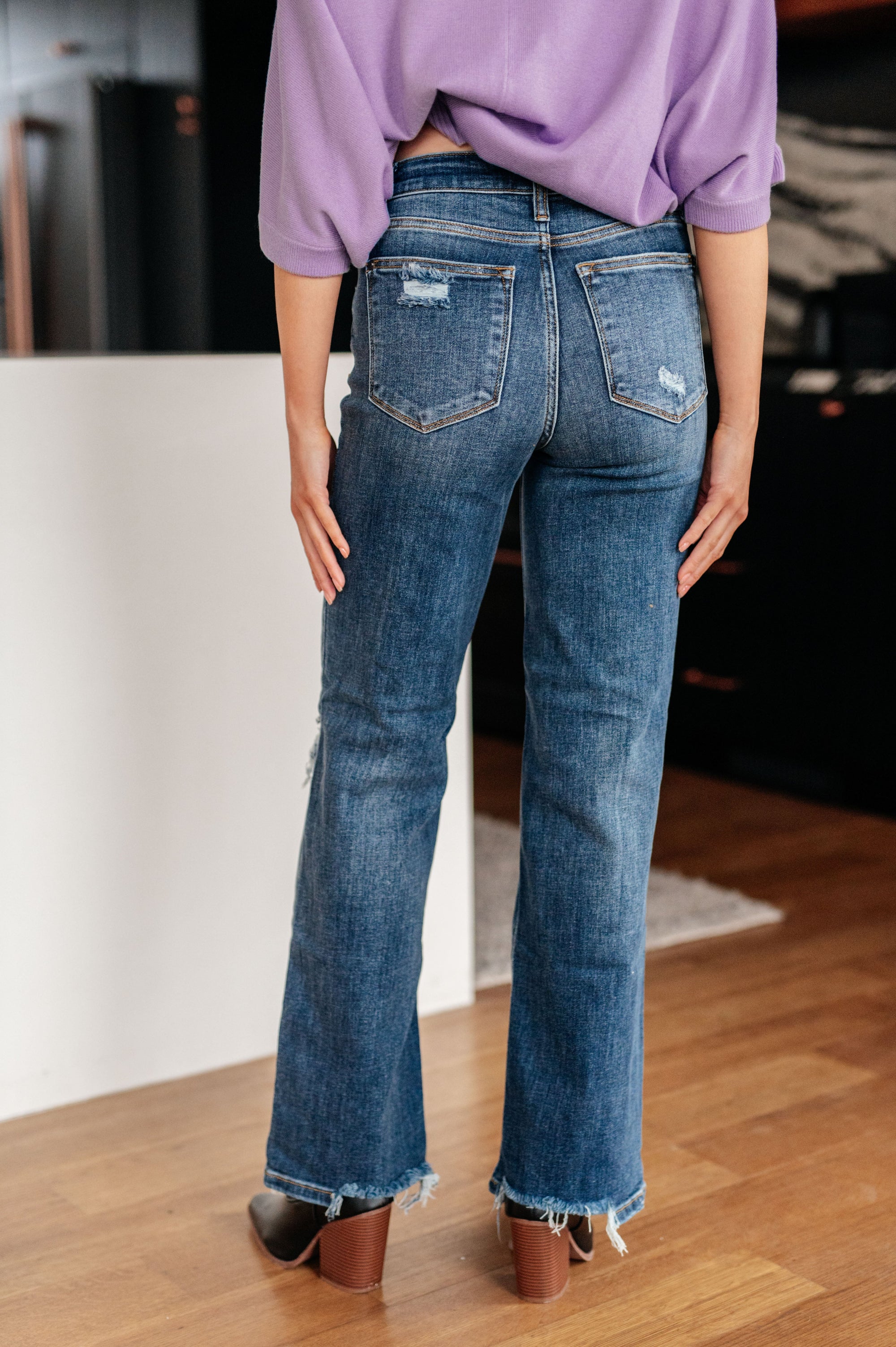 Rose High Rise 90's Straight Jeans in Dark Wash-Denim-mercuryfoodservice Shop for Women & Kids