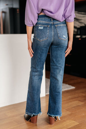Rose High Rise 90's Straight Jeans in Dark Wash-Denim-mercuryfoodservice Shop for Women & Kids