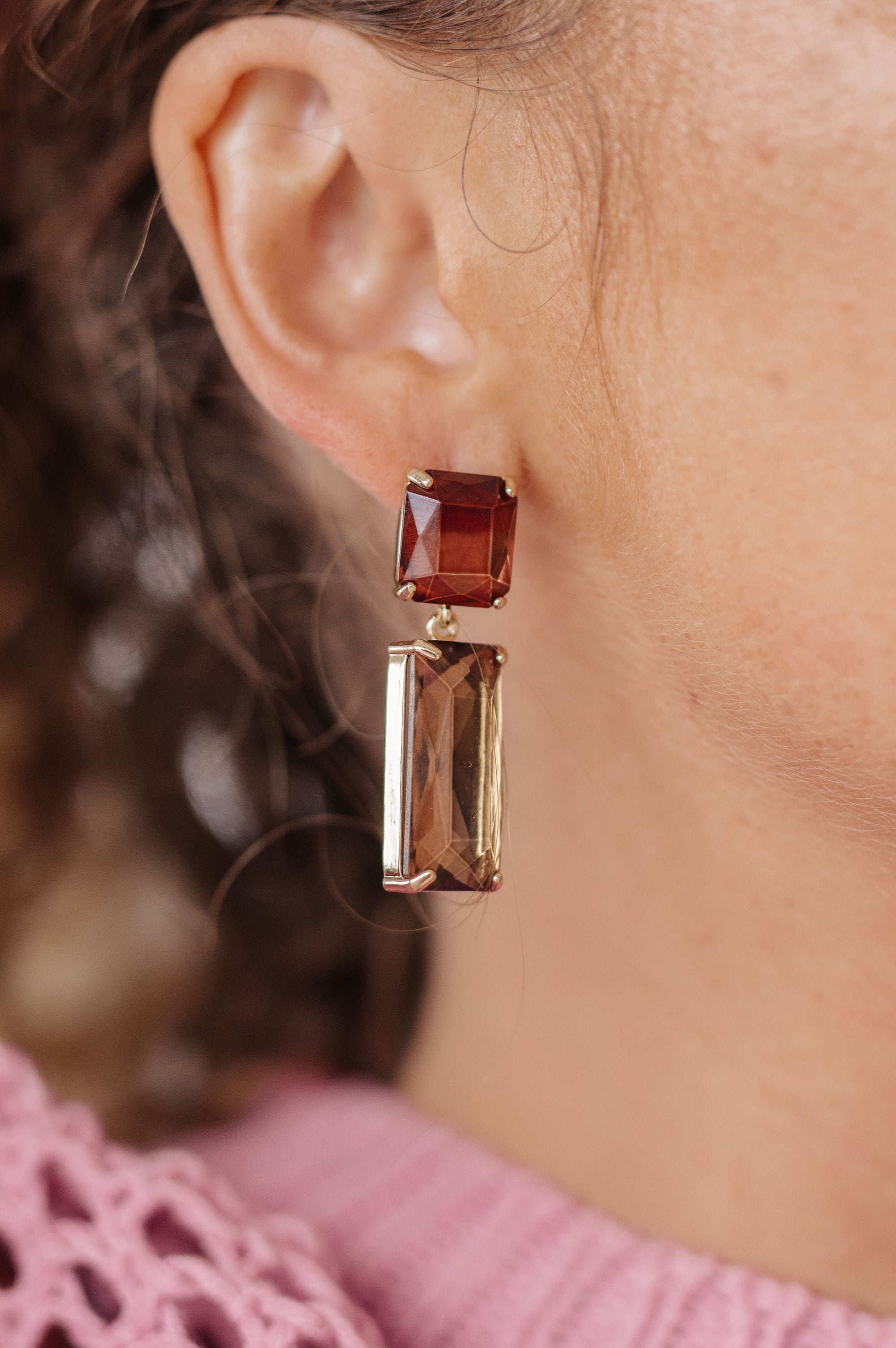 Sparkly Spirit Rectangle Crystal Earrings in Smoke-Womens-OS-jsbecigarette Shop for Women & Kids