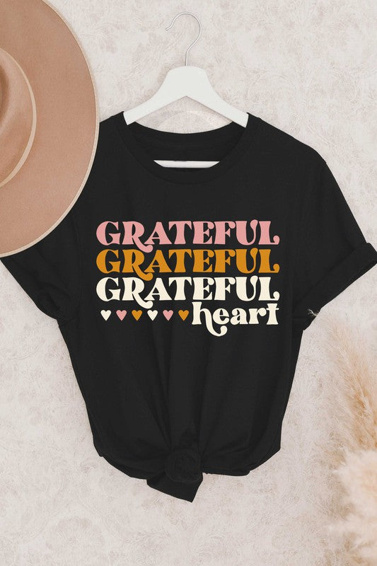 Grateful Heart Graphic T-Shirt In Black-Womens-mercuryfoodservice Shop for Women & Kids