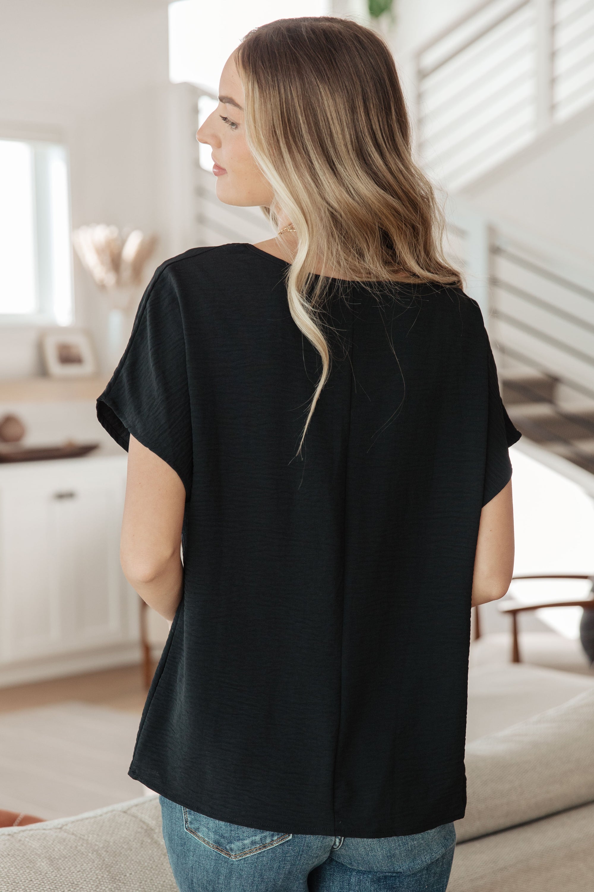 Frequently Asked Questions V-Neck Top in Black-Womens-AllyKat Boutique Shop for Women & Kids
