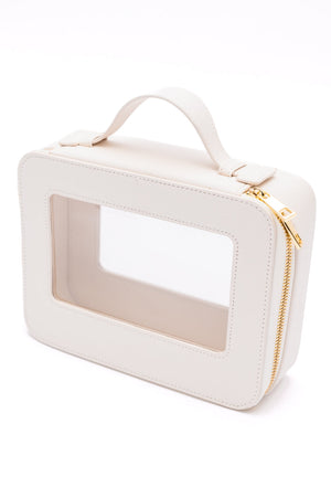 PU Leather Travel Cosmetic Case in Cream-Womens-OS-AllyKat Boutique Shop for Women & Kids