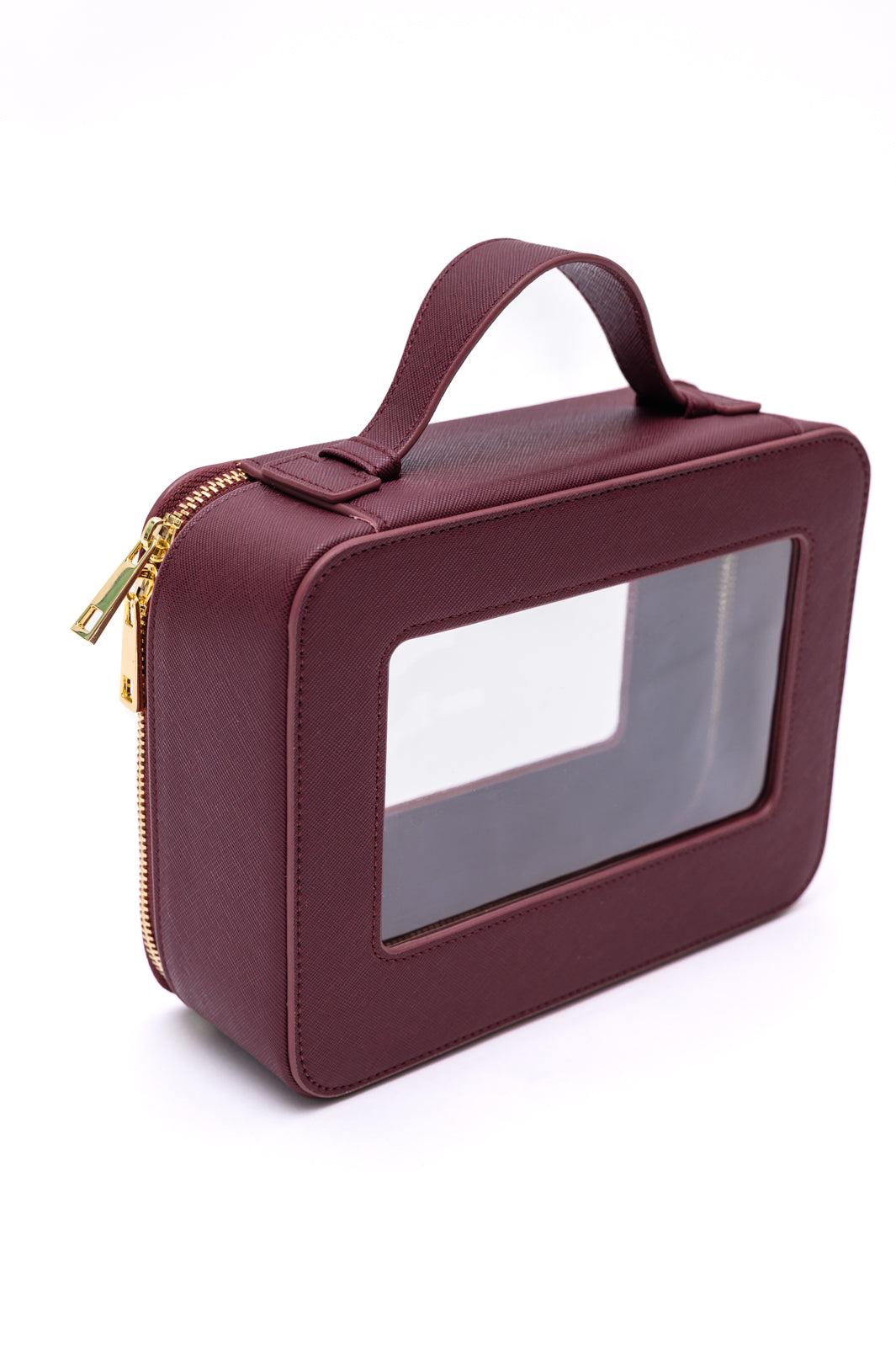PU Leather Travel Cosmetic Case in Wine-Womens-OS-AllyKat Boutique Shop for Women & Kids