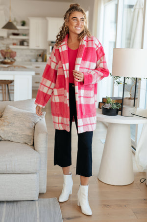 Passion in Plaid Coat in Pink-Womens-AllyKat Boutique Shop for Women & Kids
