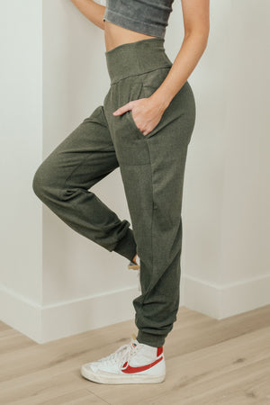 Where Are You High Rise Joggers in Olive-Womens-AllyKat Boutique Shop for Women & Kids