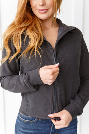 Where Are You Zip Up Jacket in Black-Womens-AllyKat Boutique Shop for Women & Kids